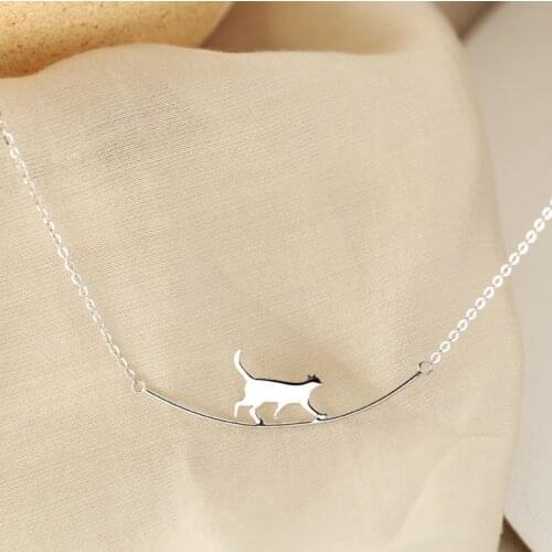 Cute Cat Pendant Necklaces For Women Girls Elegant Temperament Simple Style Korean Fashion Necklace Fashion Jewelry Gifts