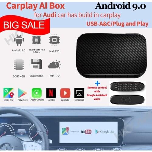 New Upgrade 4+32G Carplay Box Universal Car Android System Car-Play USB AI Box for Mercedes-Benz Audi Porsche Apple Carplay