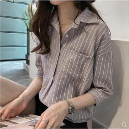 Mazefeng Fashion Casual Striped Oversized Women Blouses Spring Chiffon Blouse Sleeve Loose Tops Shirts Blusas Mujer Plus Size