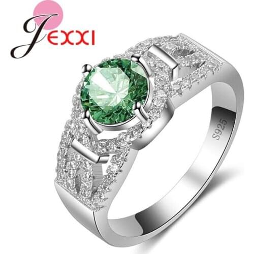 Fashion Bridal Wedding Rings Jewelry 925 Sterling Silver Round Cubic Zirconia Ring For Women Engagement Band Accessory