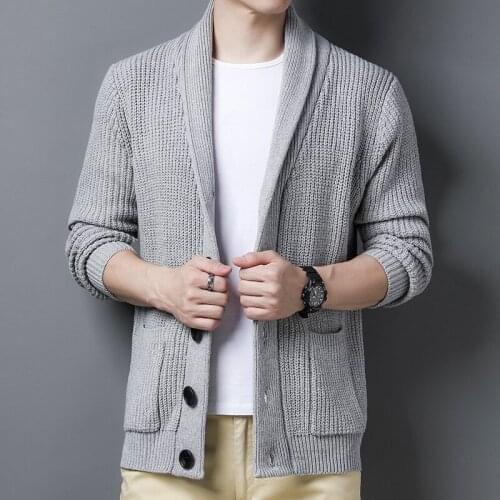 Mens Cardigan Slim Sweater Stripe Comfortable Warm Men Wool Blend Sweater Male Wild Fashion Casual Sweaters