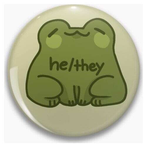He They Frog Pronouns Soft Button Pin Clothes Women Badge Fashion Decor Jewelry Hat Cute Creative Collar Lover Lapel Pin Funny