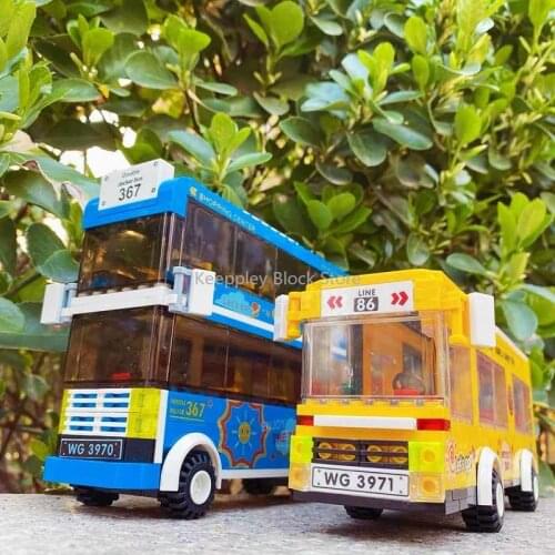 Idea Series Modern Bus Building Blocks Cute City School Bus Double-Decker Bus Bricks Model Set Toys For Kid Birthday Gifts