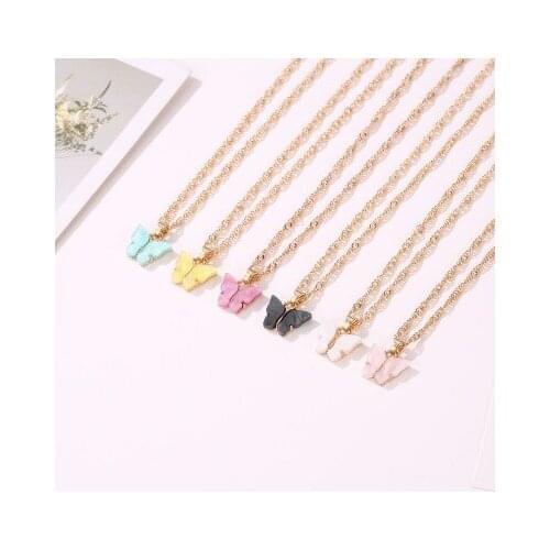 New fashion Colorful butterfly sweet beauty style wild clavicle chain For Women girl Accessories jewelry wholesale