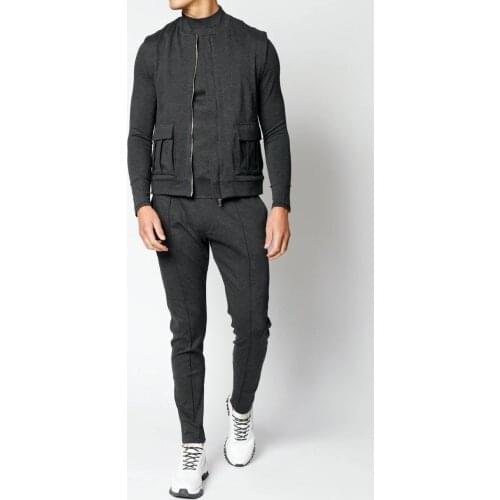 New Fashion Leisure 3 Pieces/set Spring Autumnmens Jogging Suit Running Jogging Suits Fashion Black Exercise Sets 2021