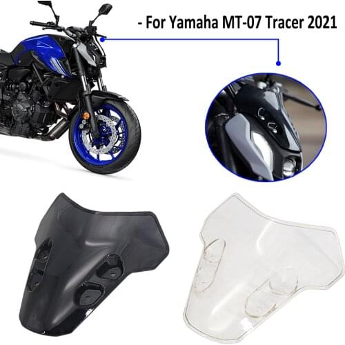 Motorcycles New Windshield Windscreen Air Wind shield Deflector For Yamaha MT-07 Tracer MT07 MT 07 2021 Black and Transparent