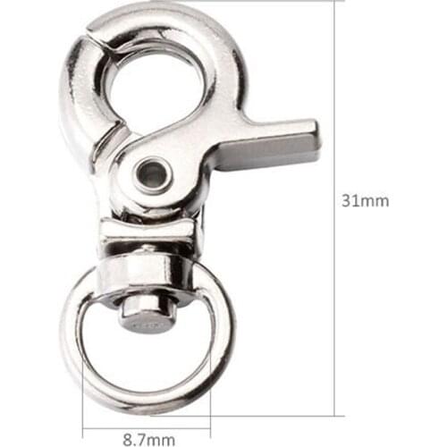 Wholesale 300pcs 31mm Nickel Plated Zinc Alloy Swivel Snap Hook for Strapping Key Chain DIY Accessories BS06YS03-8.7