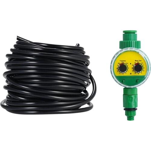 4 / 7mm Sprinkler System Laying Tube Irrigation Pipe Black 20M & Automatic Electronic Faucet Irrigation Controller