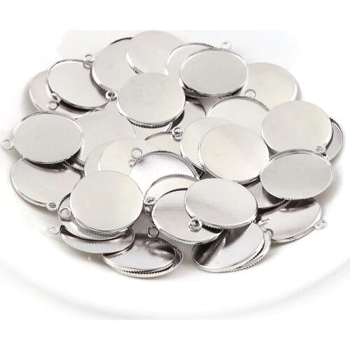 50Pcs 3Colors Inner20mm Necklace Pendant Setting Cabochon Cameo Base Tray Bezel Blank Fit 20mm Cabochons Jewelry Making Findings