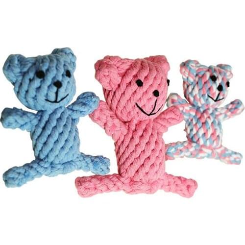 PC Pet Biting Rope Toy Animal Color Bear Rope Knot Molar Cotton Rope Cat Dog Toy