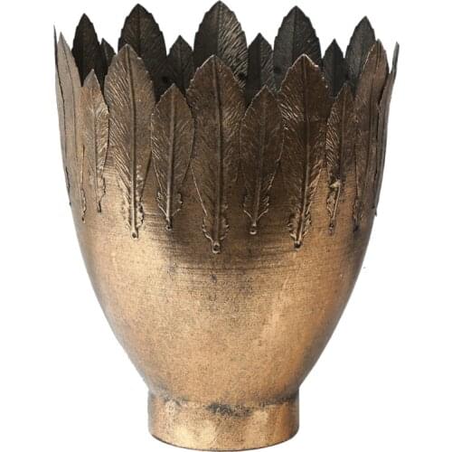 Feather decorative industrial retro antique metal vase