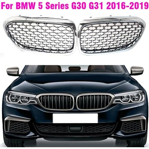 Grill Front Kidney Diamond Gypsophila Silver Black Grille For BMW 5 Series M5 G31 520i 530i 540i For BMW G30 G31 2016-2019