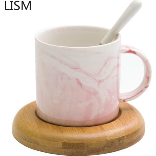 Pink Morphe Coffee Mug with Spoon Ceramic China Bone Coffee Mug Cups and Mugs Office Tea Cup Europe Breakfast Enamel Mug Travel