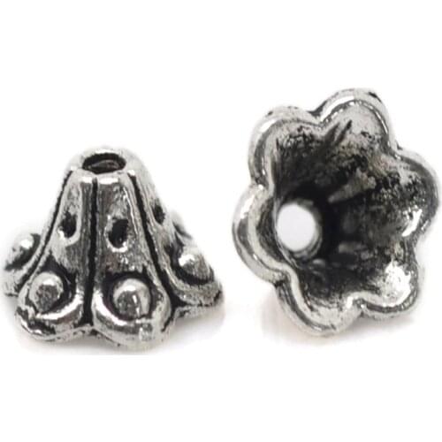 DoreenBeads Bead Caps 6 Petals Flower Silver color (Fits 8mm-10mm Beads)10x5mm,100PCs (B22736)
