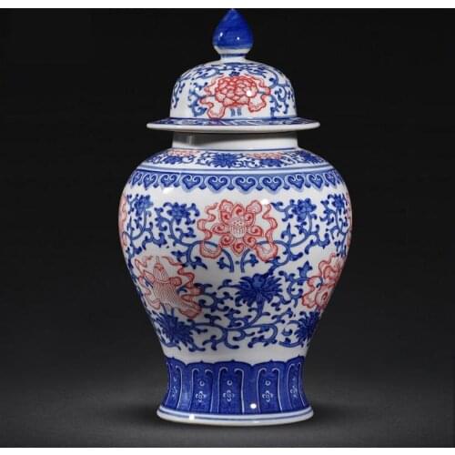 Blue And White Porcelain Vase Ginger Jar Jingdezhen Porcelain Antique Porcelain Glaze ceramic temple jar vase