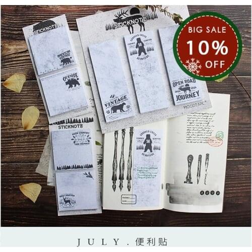 Dogpaper. viscoable sticky convenience note stick deer bear section. wood creative stationery convenience paper note