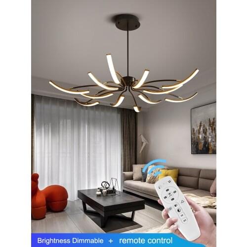 Modern Remote Chandelier For Living Room Home Lighting Nordic Bedroom Dining Table Pendant Lamp Black Spider Ceiling Fixtures