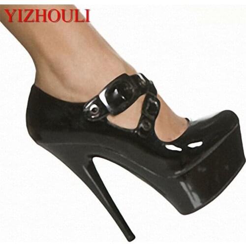 15 cm super high heels Fine with waterproof single shoe leather shallow low help shoes Work dress shoes