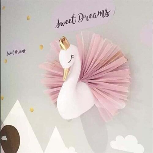 Kids Room Decoration 3D Animal Heads Swan Wall Hanging Decor For Children Room Nursery Room Decoration Toys Install Game House