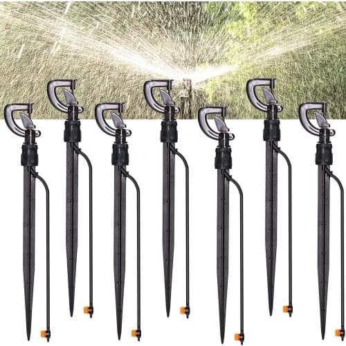 360 Degree Rotating Nozzles Disc Type Nozzle with Pile Connector Greenhouse Micro Spray Mist Cooling Sprinkler Garden Watering