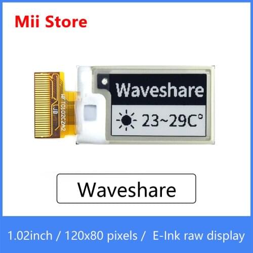 Waveshare 1.02 inch E-Ink raw display, 128*80 resolution,black/white dual-color, SPI interface, without PCB