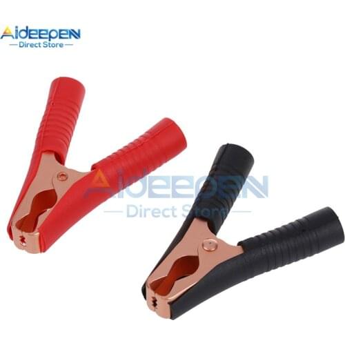 2Pcs/Pair 100A Iron Copper Plating Alligator Clips Car Battery Red+Black Crocodile Clips Battery Connection Terminals Test Lead