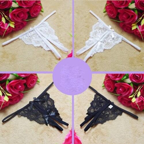 Women Sexy Opening Crotch Panties Ladies Flower Lace Female Briefs Thongs G-string Lingerie Sexy Underwear