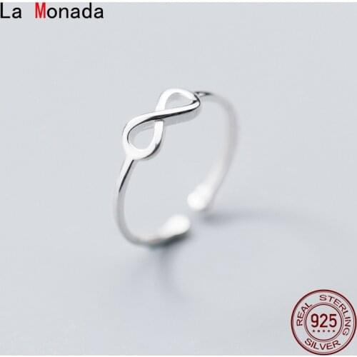 La Monada Infinite Eight Women Ring 925 Sterling Silver Minimalist Rings For Women 925 Silver Fine Jewerly Rings Woman Resizable