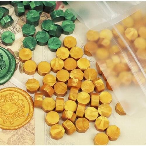 Golden series 100pcs Wax Seal Beans Stamp Beads for Vintage Craft Envelope Wedding Ancient Sealing Wax Stamp Making Tools