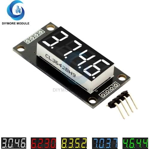 0.36 Inch 0.36" 4-Digit Digital Display Tube Decimal 7 Segments TM1637 LED Module Board for Arduino Red Green Yellow Blue White