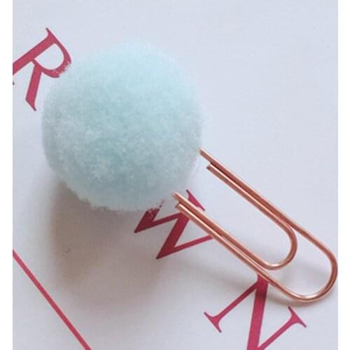 10Pcs Hairball Paper Clips Binder Clamp Memo Holder Bookmarks Office Stationery