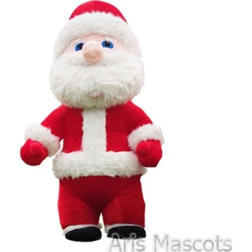 Giant Inflatable Santa Claus Suit Full Body Plush Mascot Adults Christmas Santa Blow Up Costume Xmas Entertainments