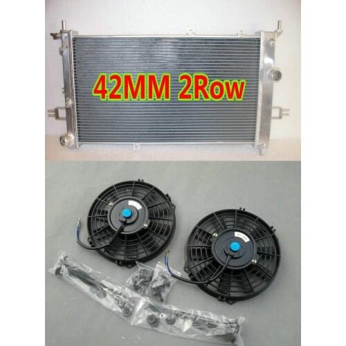 2Row 42mm Aluminum Radiator + FANS For Opel Astra G MK4 GSi Coupe SRi Z20LET & Vauxhall Zafira A 2.0 Turbo 16V 1998-2005 99 01