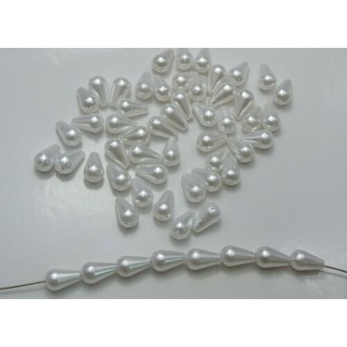200 White Plastic Faux Pearl Teardrop Beads 6X10mm Imitation Pearl