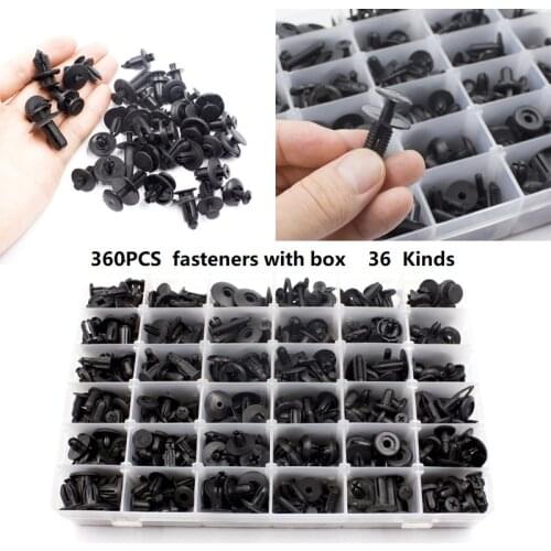 36size 360pcs Auto Fastener Clip Car Body Push Retainer Pin Rivet Bumper Door Trim Panel Retainer Fastener Kit Car Accessories