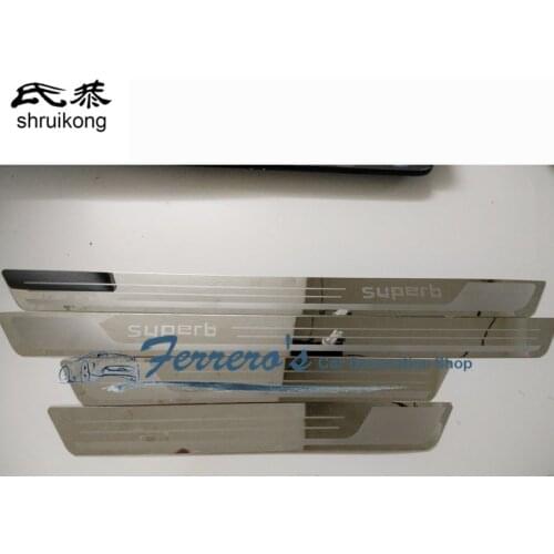 4pcs/lot car stickers for 2009-2016 Skoda Superb II 3T4 III 3V3 ultra-thin Stainless Steel Door Sill Scuff Plate pedal cover