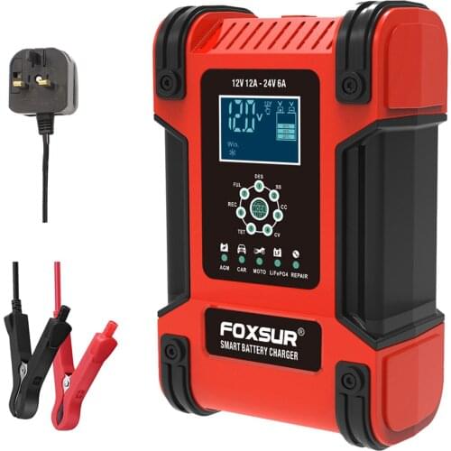 Car Battery Charger 24V 6A Fast Emergency Automatic Charge Charging UK Plug
