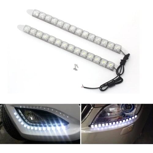 2pcs 12V Car DRL Fog Lamp Flexible Daytime Running Light 6 8 10 12 14 16 18 20 LEDs COB Auto Strip Lights Universal