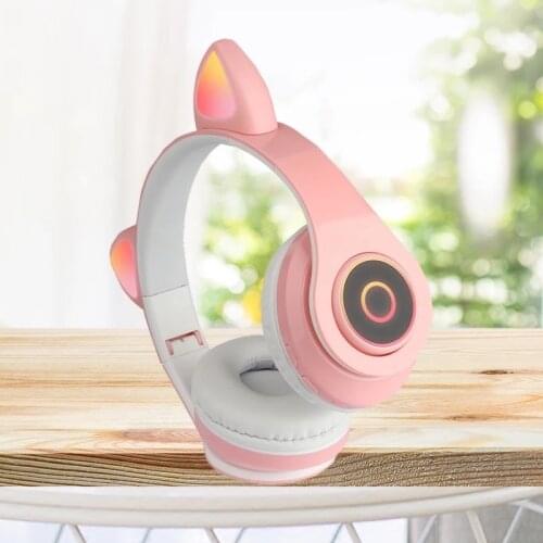 Wireless headphones MP3 player with LED colorful breathing lights cat ears with microphone Bluetooth headset