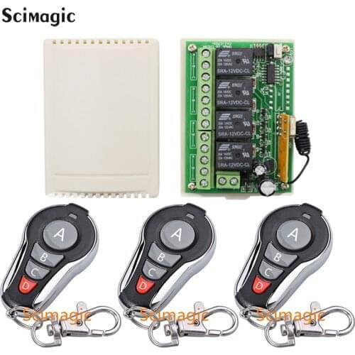 433MHz 12 V 4CH RF Wireless Remote Control Switch System Receiver RF Relay Receiver Module For Garage Door Light Switch