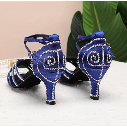 Shiny Practise Ballroom Salsa Dance Shoes indoor 4 colors Diamand Latin Dance Shoes For Women