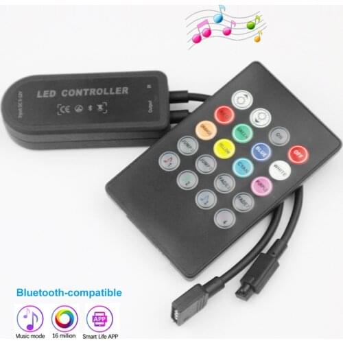 5v 12v 24v Bluetooth-compatible Rgb Controller for Led Strip Light Ir Remote Control Rgb Music Controller Dimmer Black 20Key