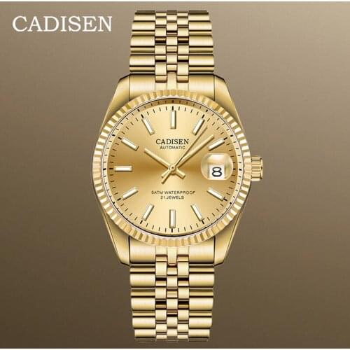 New CADISEN Mechanical Watches Mens 2020 Top Brand Luxury Gold Automatic Watch Men Sport Waterproof Stainless Steel Reloj Hombre