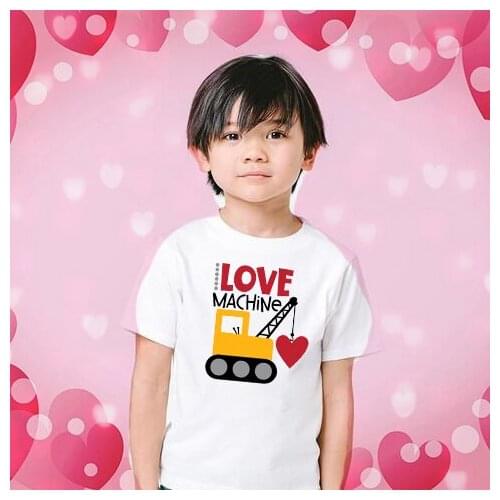 Valentines Day Love Machine Boys or Girls Short sleeve kids t-shirt Valentines personalized robot little love machine t-shirt