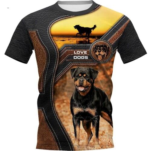 Mens lucky dog print T-shirt, personalized design short-sleeved clothing, new design polyester material for men and women