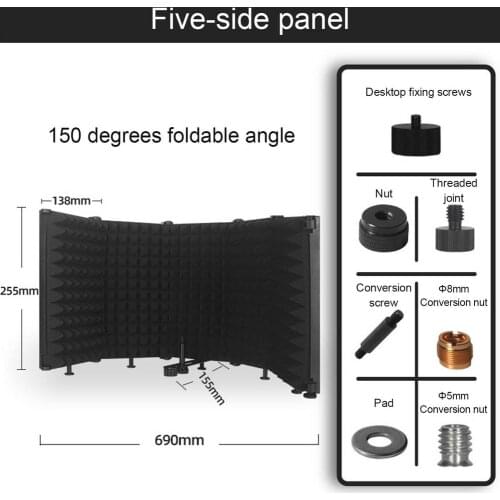 Microphone Isolation Shield Broadcast Noise Reduction Equipment Studio Acoustic Soundproofing Panels Wedges Soundproof