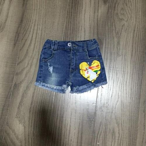 Baby girls short jean girls denim short with heaat unicorn print