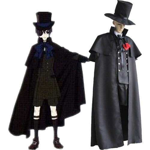 Black Butler Ciel Phantomhive Funeral Dress Suit Halloween Carnival Cosplay Costumes Anime Cos Hat Cloak Suit Shorts 4Pcs Set
