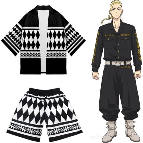 Anime Tokyo Revengers Cosplay Costume Kimono Haori Hanagaki Takemichi Ken Ryuguji Cloak T-shirt Halloween Costumes