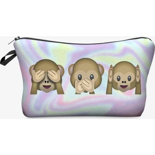 Fashion Monkey Cosmetic Bag Print Women Brand makeup bags Cute bag headset candy Cosmetic printing Collection Casual men zipper